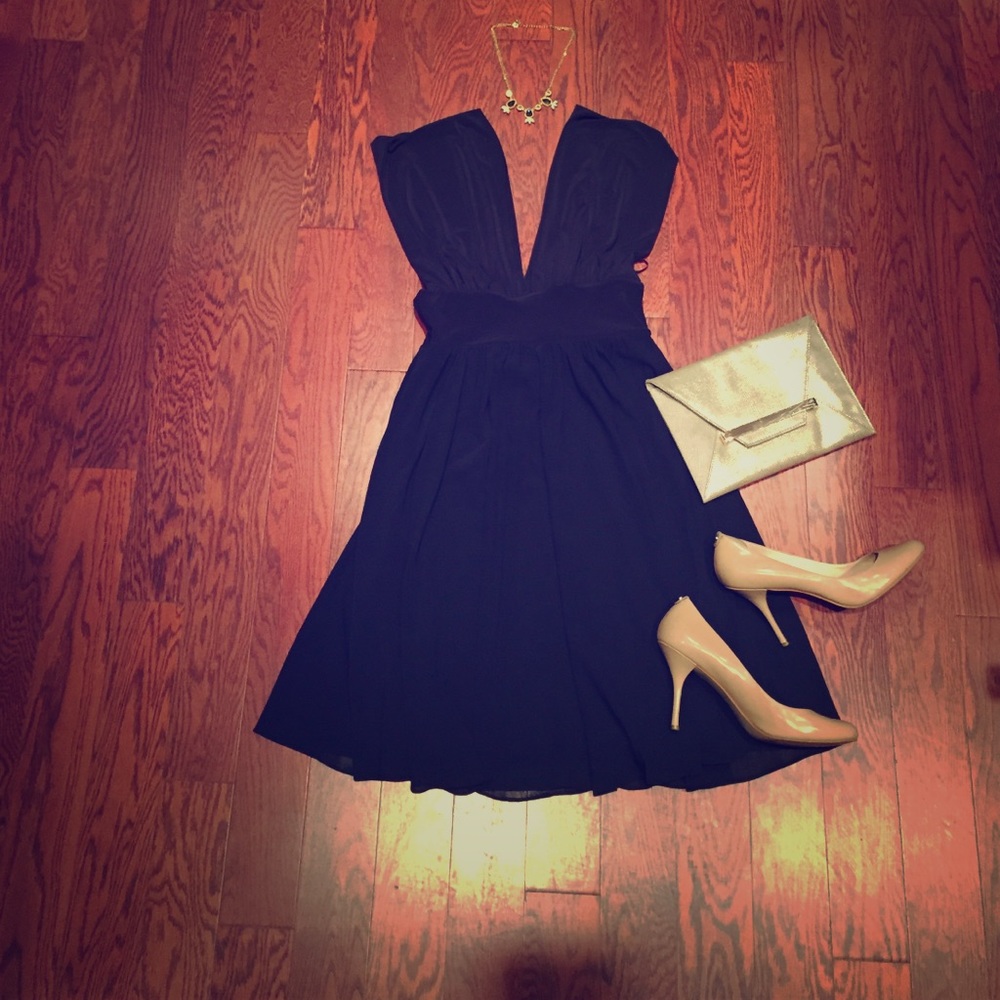 Navy WHBM Genius Convertible Fit & Flare Dress